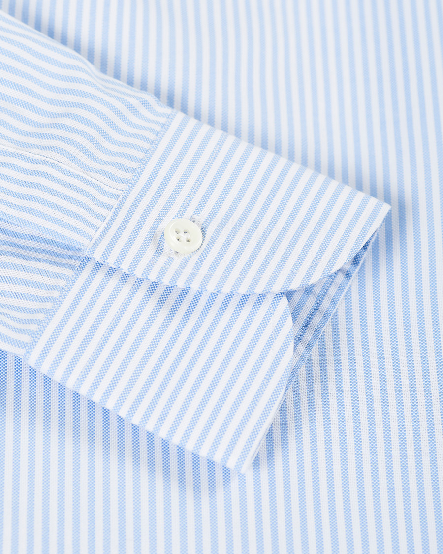 Herr | Skjortor | Mazzarelli | Soft Button Down Stripe Oxford Shirt Light Blue