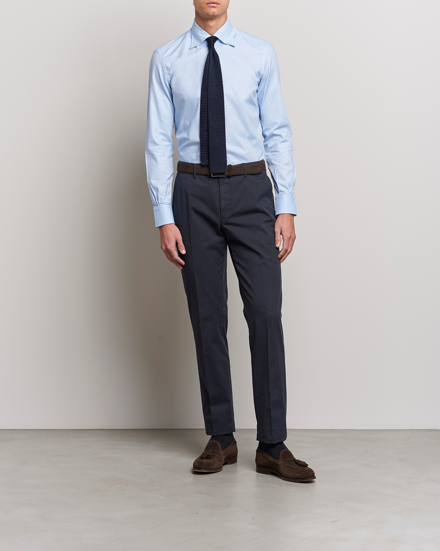 Herr | Skjortor | Mazzarelli | Soft Oxford Button Down Shirt Light Blue