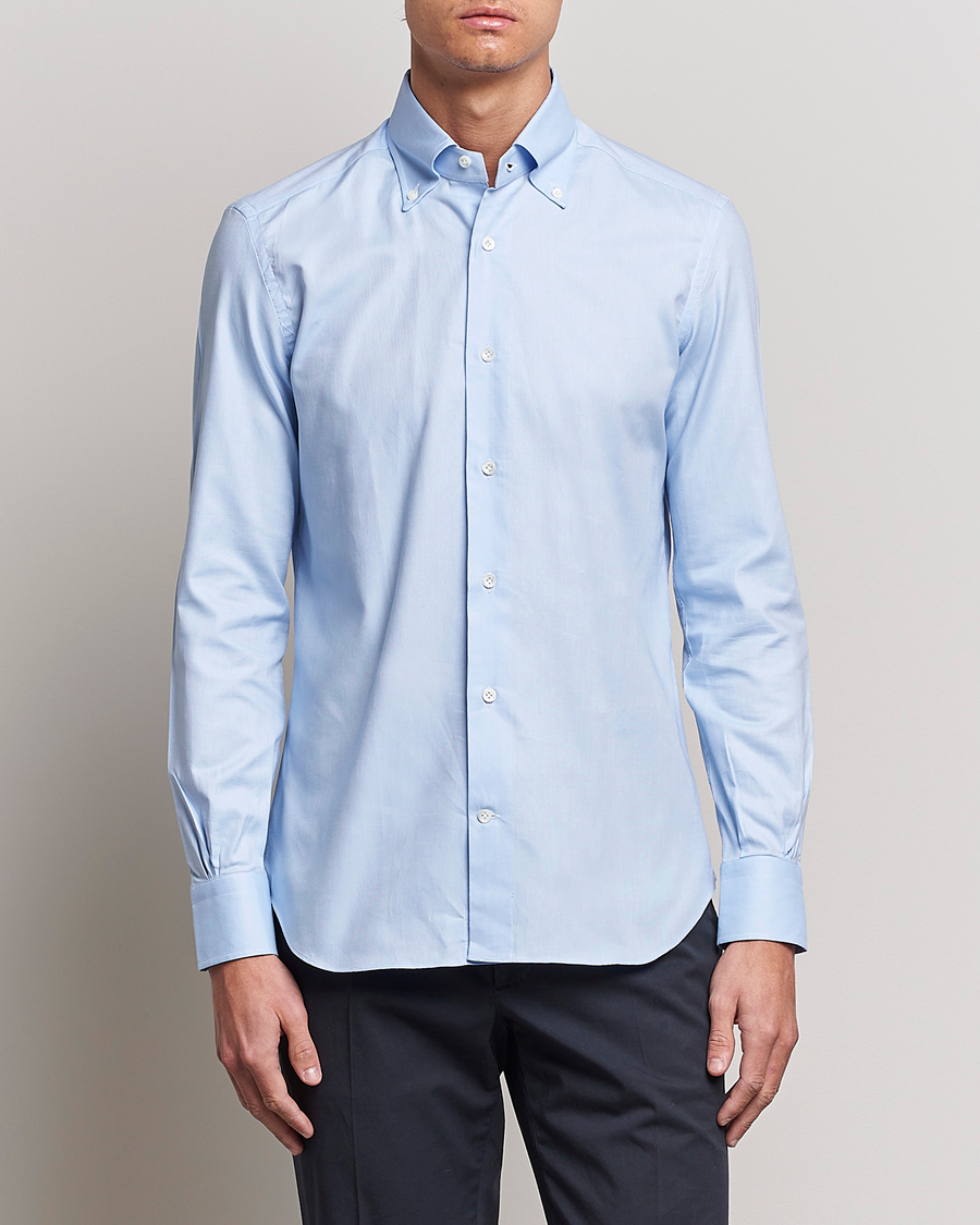 Herr | Oxfordskjortor | Mazzarelli | Soft Oxford Button Down Shirt Light Blue