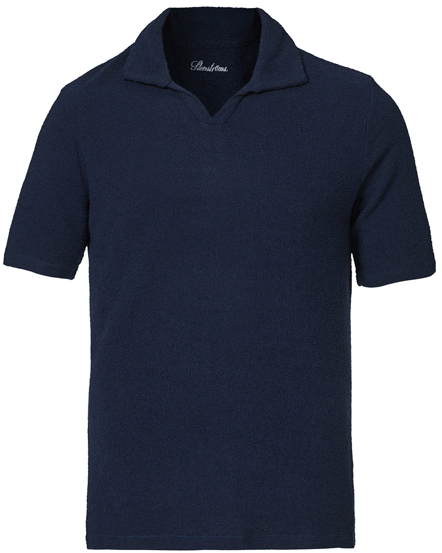 Herr | Pikéer | Stenströms | Bouclé Polo Shirt Navy