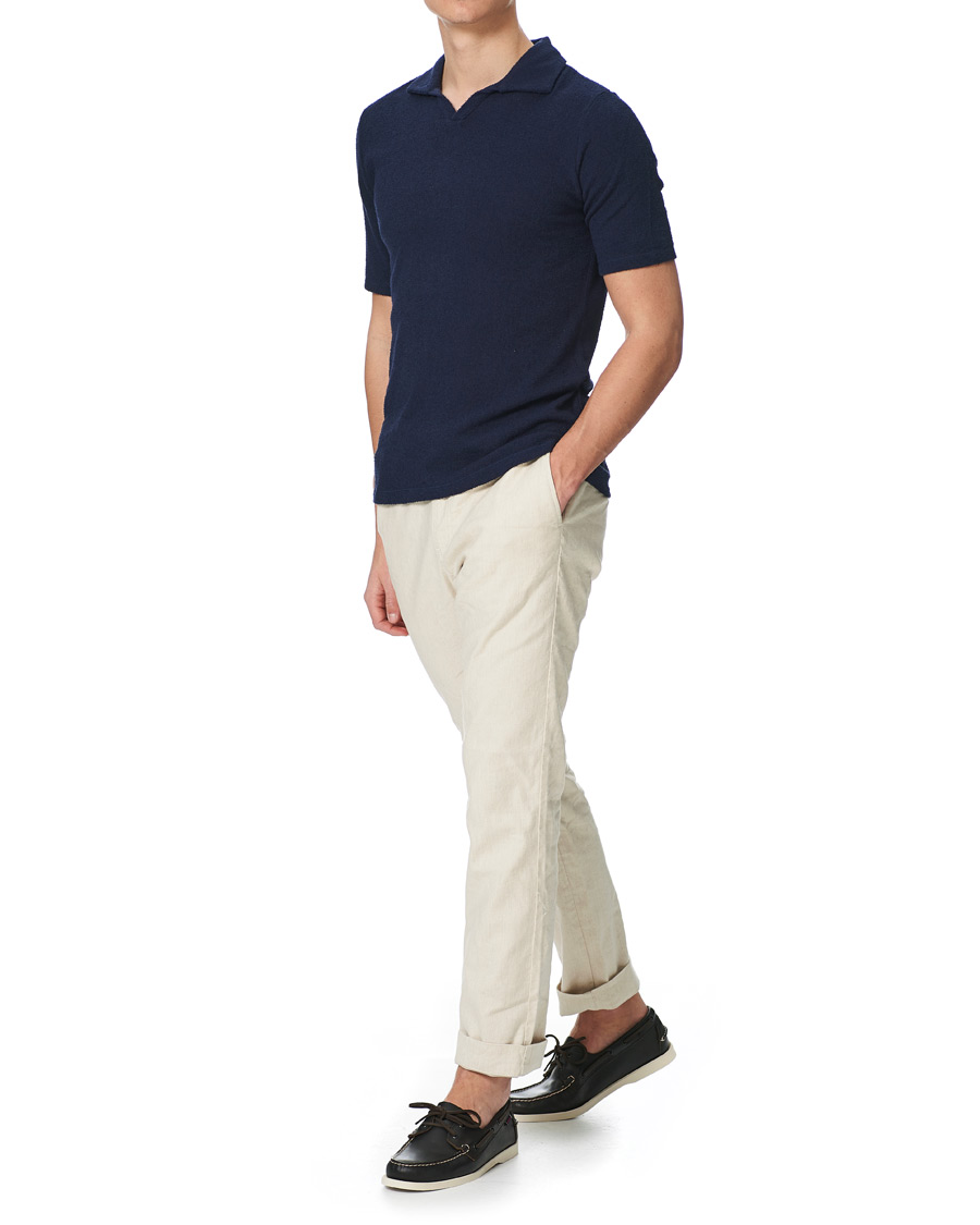 Herr | Pikéer | Stenströms | Bouclé Polo Shirt Navy