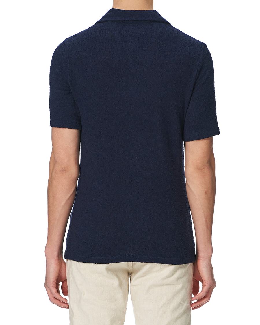 Herr | Pikéer | Stenströms | Bouclé Polo Shirt Navy