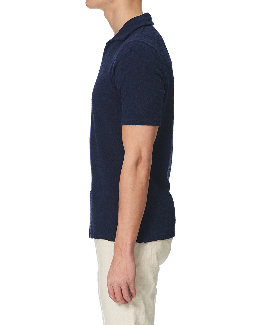 Herr | Pikéer | Stenströms | Bouclé Polo Shirt Navy