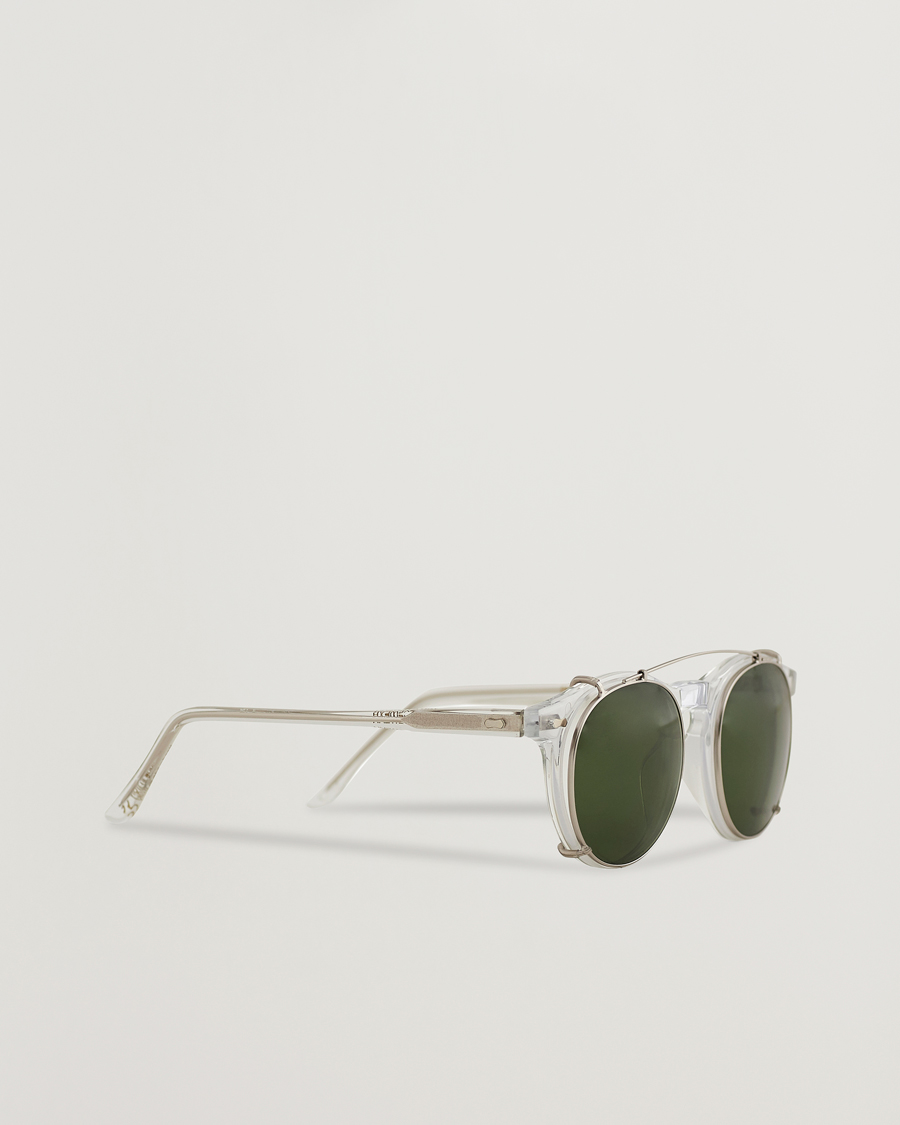 Herr | Runda solglasögon | TBD Eyewear | Clip-ons Silver/Bottle Green