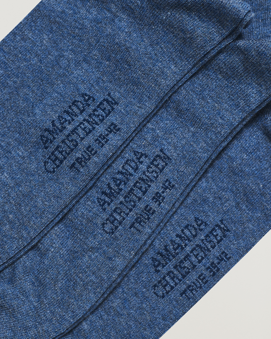 Herr | Strumpor | Amanda Christensen | 3-Pack True Cotton Socks Denim Blue