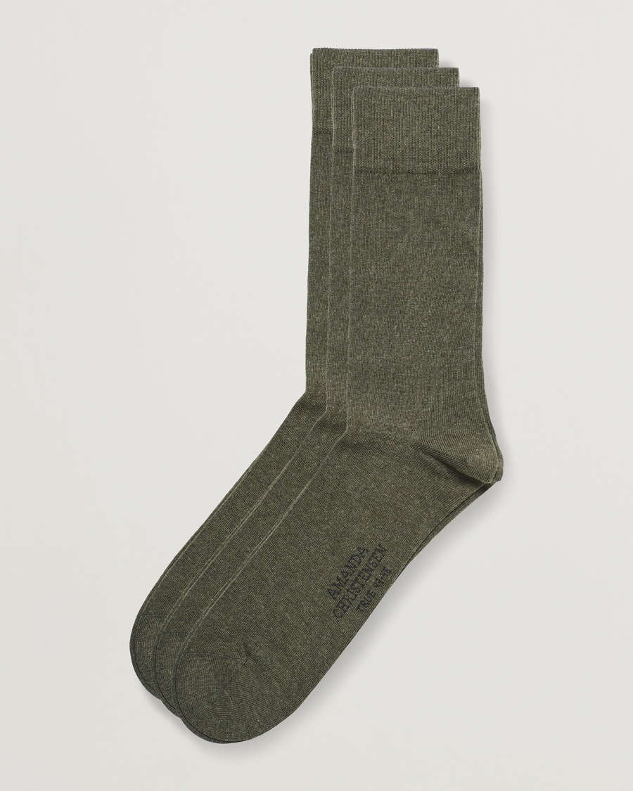 Herr | Underkläder | Amanda Christensen | 3-Pack True Cotton Socks Olive Melange
