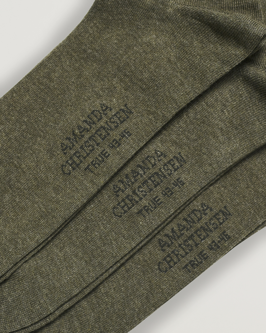 Herr | Strumpor | Amanda Christensen | 3-Pack True Cotton Socks Olive Melange