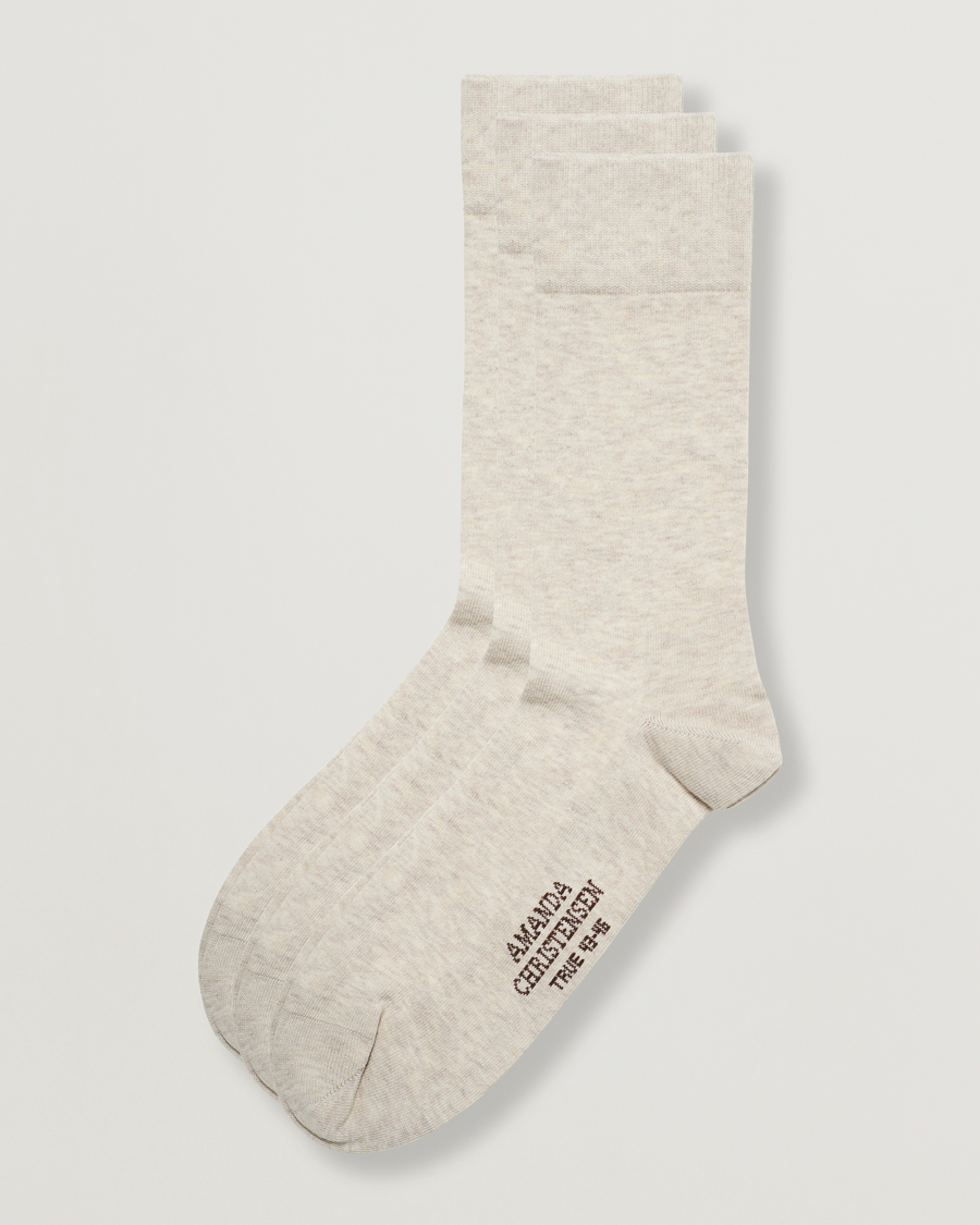 Herr | Strumpor | Amanda Christensen | 3-Pack True Cotton Socks Sand Melange
