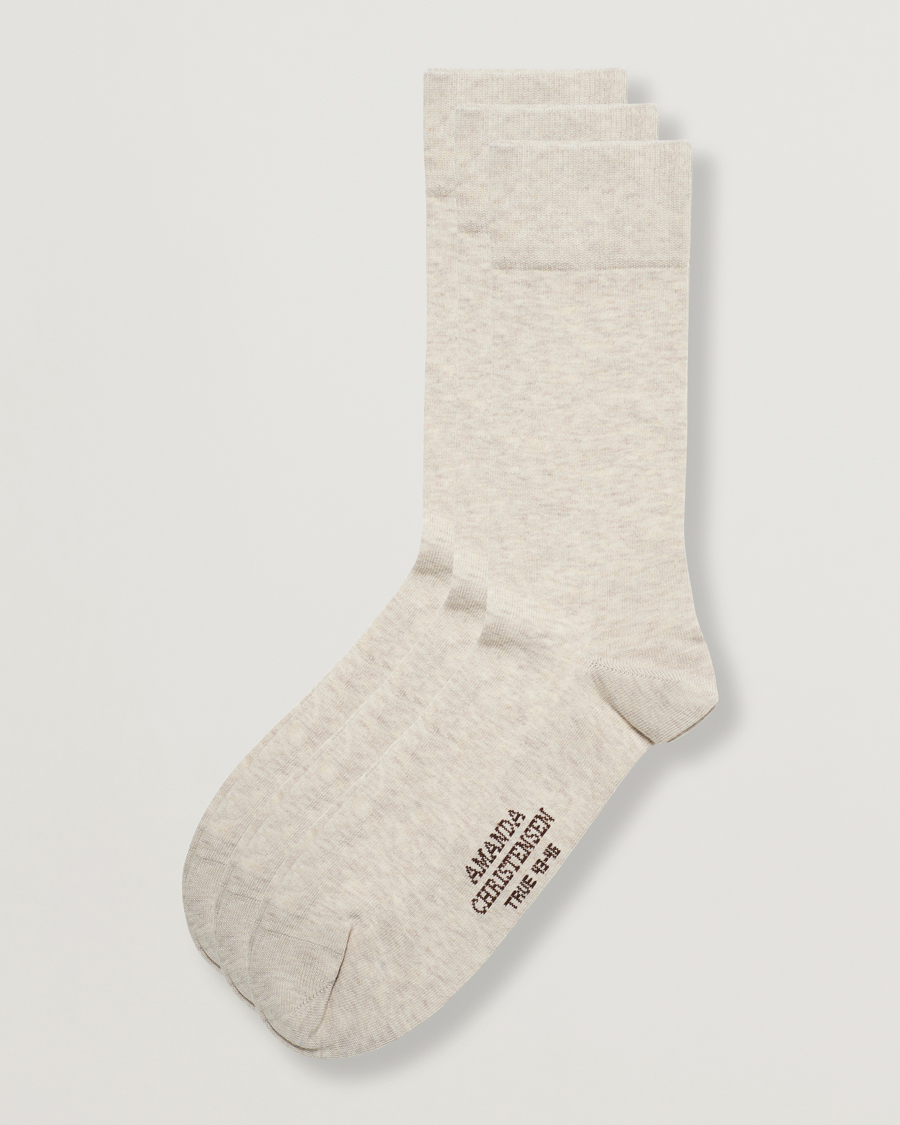Herr | Underkläder | Amanda Christensen | 3-Pack True Cotton Socks Sand Melange