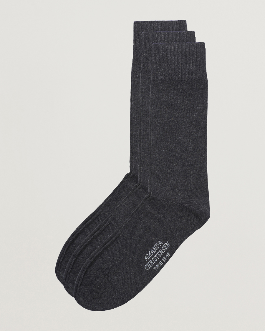 Herr | Business & Beyond | Amanda Christensen | 3-Pack True Cotton Socks Antrachite Melange