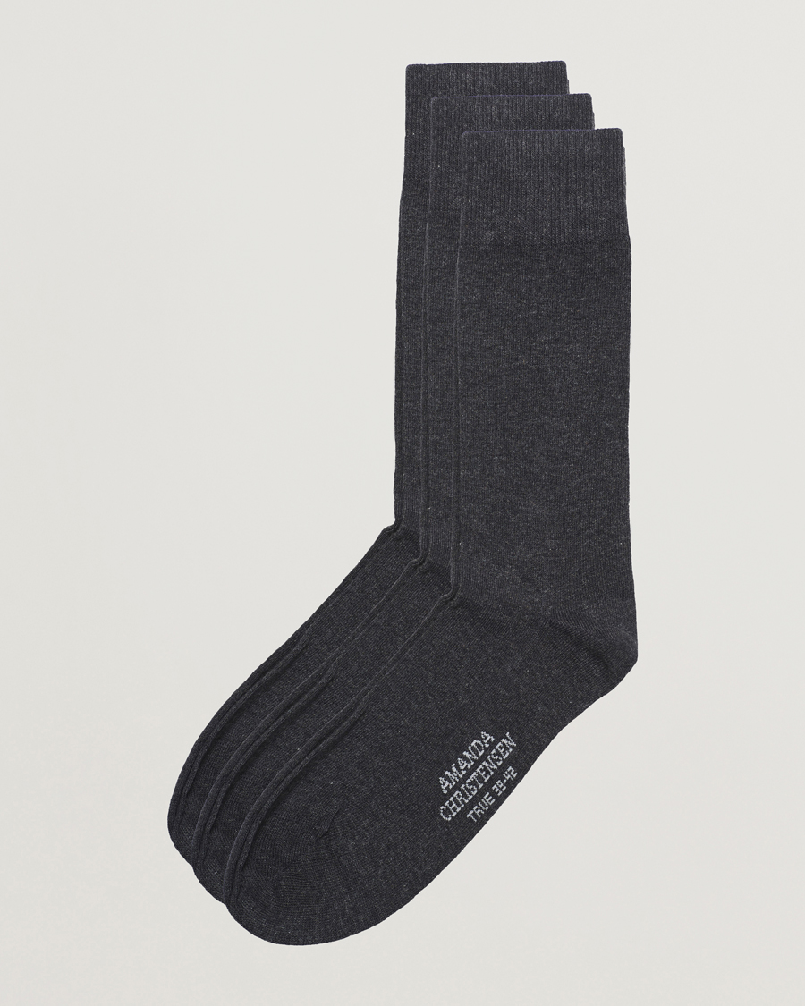 Herr | Underkläder | Amanda Christensen | 3-Pack True Cotton Socks Antrachite Melange