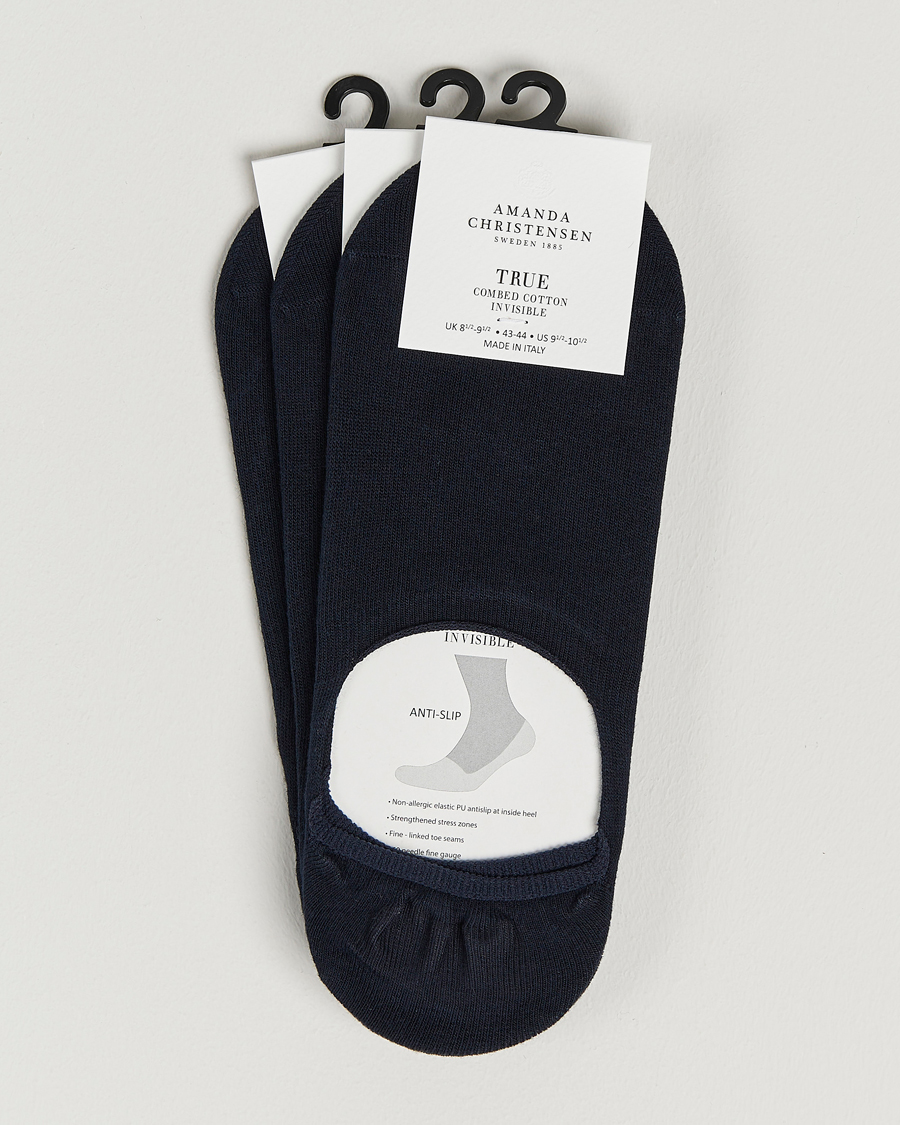 Herr | Business & Beyond | Amanda Christensen | 3-Pack True Cotton Invisible Socks Dark Navy