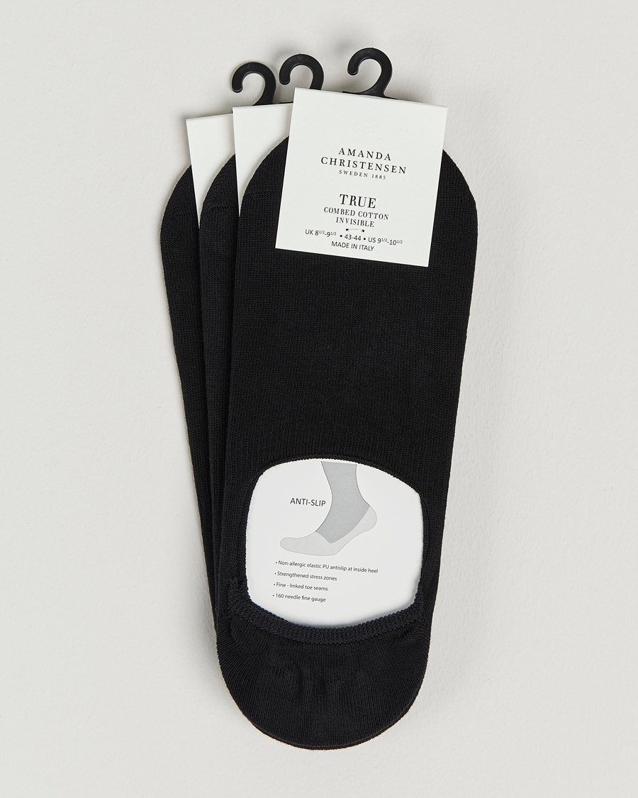 Herr | Business & Beyond | Amanda Christensen | 3-Pack True Cotton Invisible Socks Black