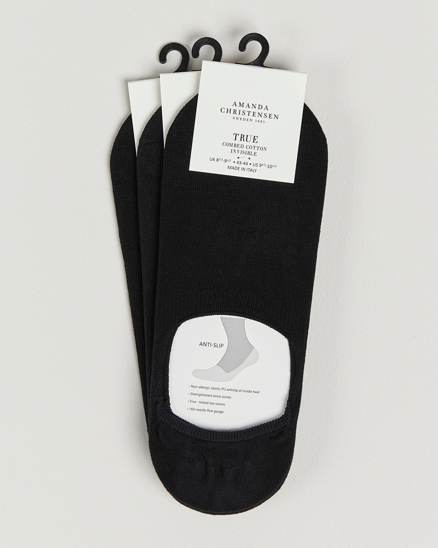 Herr | Underkläder | Amanda Christensen | 3-Pack True Cotton Invisible Socks Black
