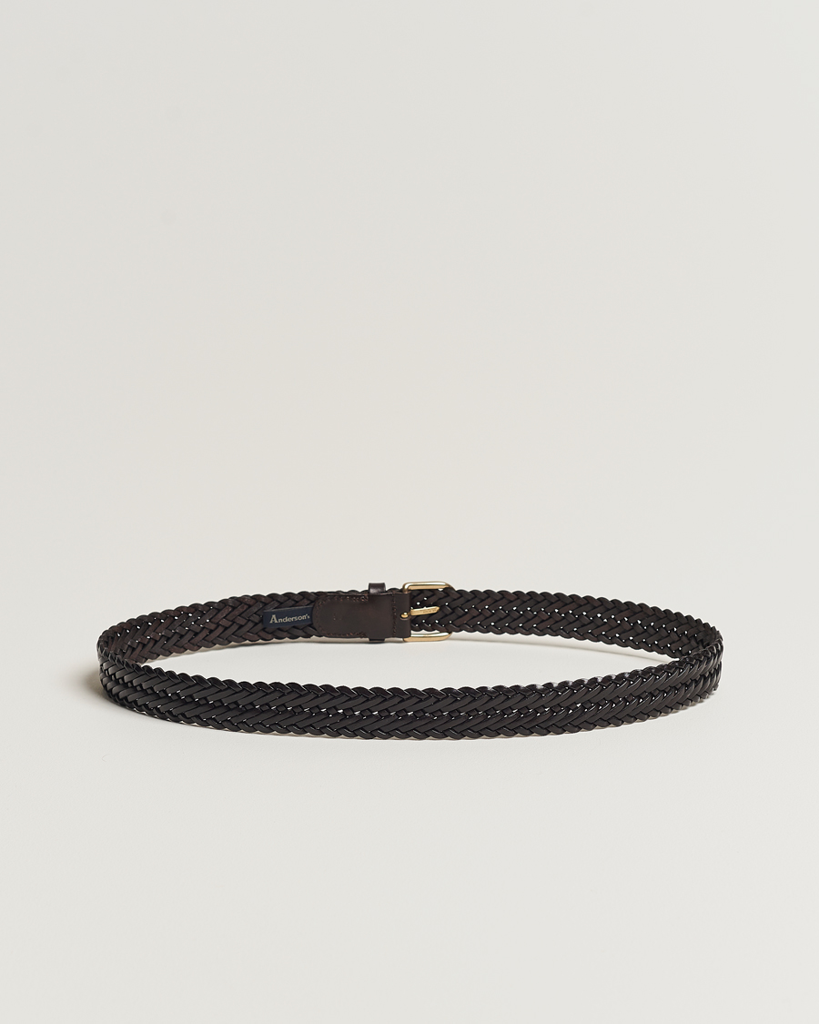 Herr | Anderson's | Anderson's | Woven Leather Belt 3 cm Dark Brown