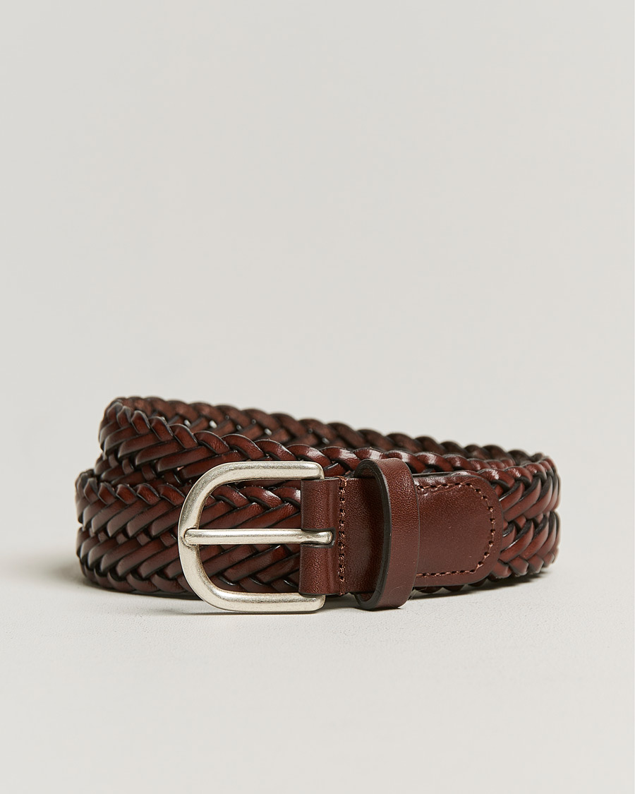 Herr |  | Anderson's | Woven Leather Belt 3 cm Cognac