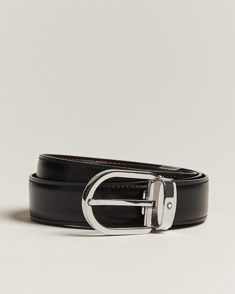 Herr | Montblanc Reversible Horseshoe Buckle 30mm Belt Black/Brown | Montblanc | Reversible Horseshoe Buckle 30mm Belt Black/Brown