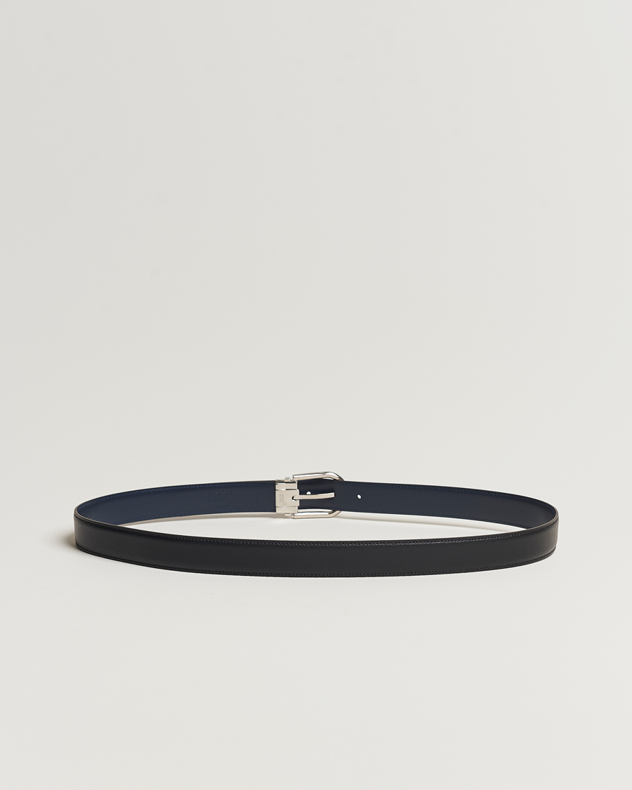 Herre | Assesoarer | Montblanc | Reversible Horseshoe Leather Belt 30mm Blue/Black Grain