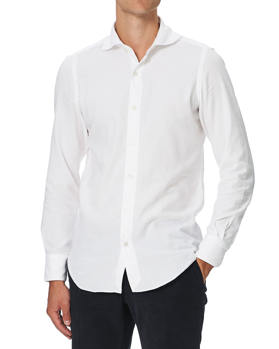 Herr | Flanellskjortor | Finamore Napoli | Tokyo Slim Fit Flannel Shirt White