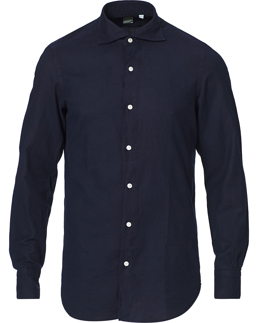 Herr | Skjortor | Finamore Napoli | Tokyo Slim Fit Flannel Shirt Navy