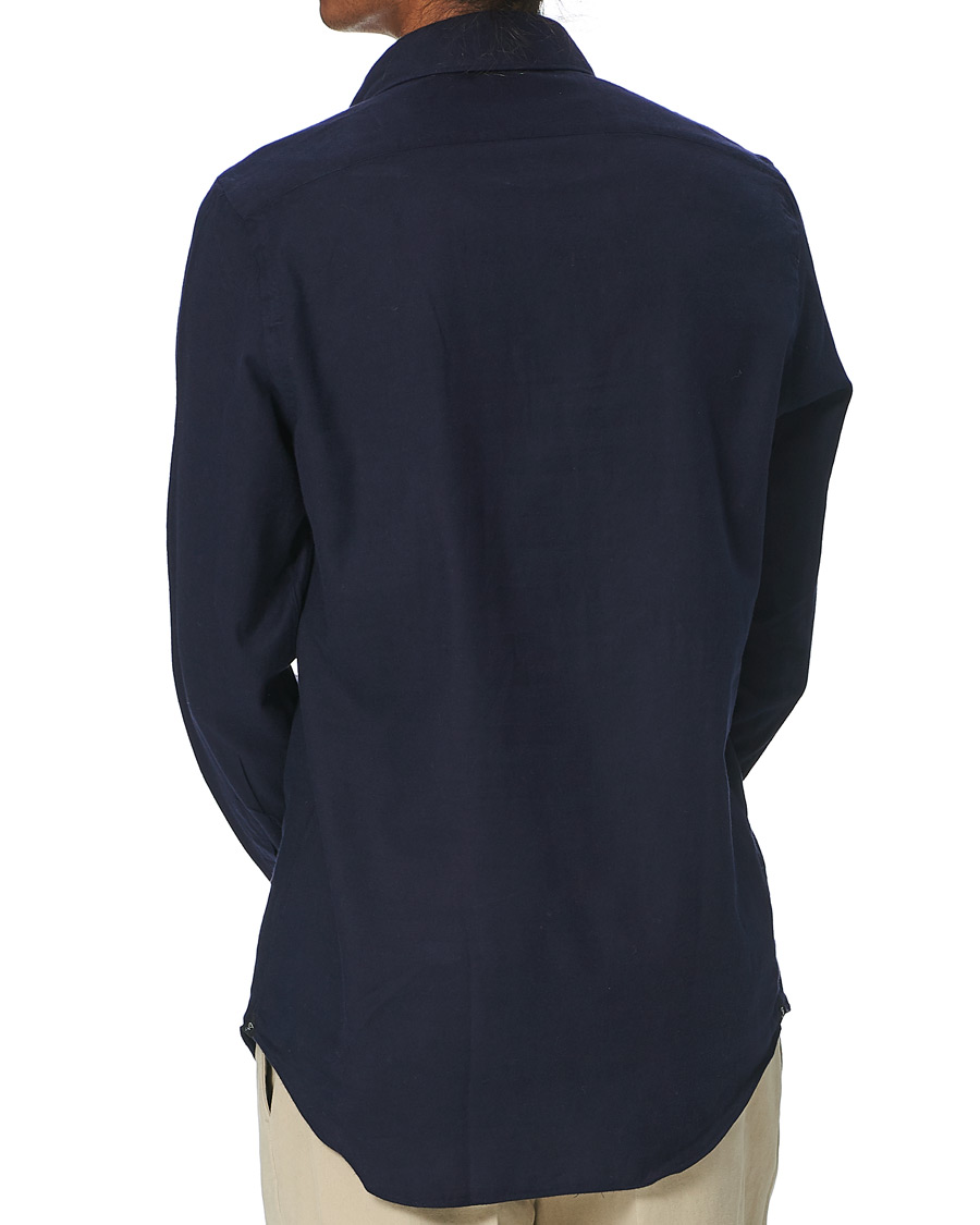 Herr | Skjortor | Finamore Napoli | Tokyo Slim Fit Flannel Shirt Navy