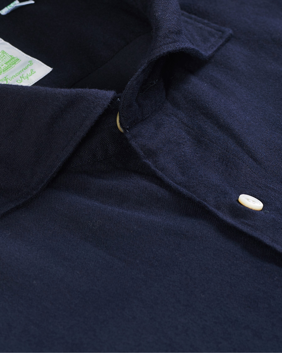Herr | Skjortor | Finamore Napoli | Tokyo Slim Fit Flannel Shirt Navy