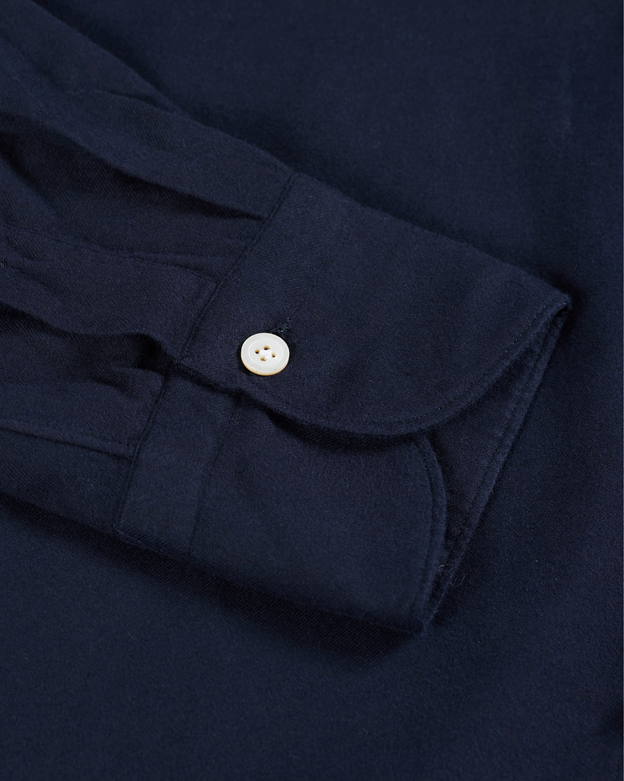 Herr | Skjortor | Finamore Napoli | Tokyo Slim Fit Flannel Shirt Navy