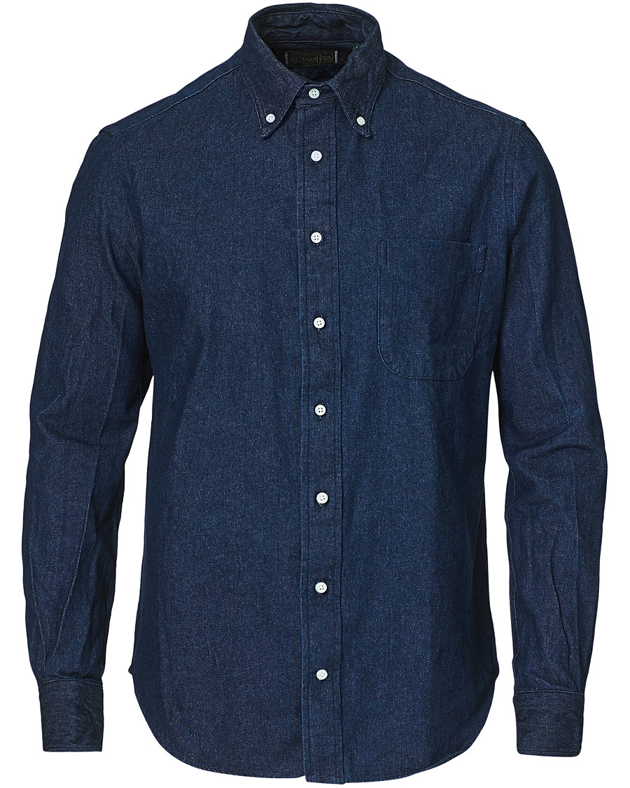 Herr | Skjortor | Gitman Vintage | Button Down Denim Shirt Dark Indigo
