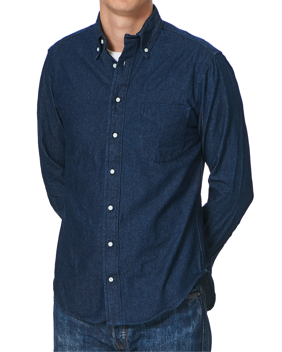 Herr | Skjortor | Gitman Vintage | Button Down Denim Shirt Dark Indigo