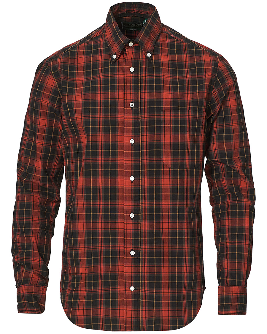 Herr | Skjortor | Gitman Vintage | Button Down Beefy Plaid Shirt Black/Red