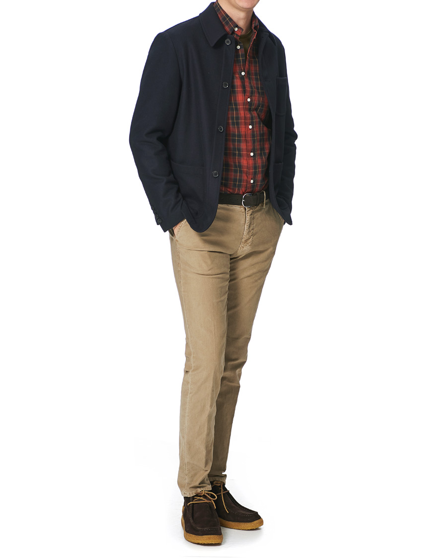 Herr | Skjortor | Gitman Vintage | Button Down Beefy Plaid Shirt Black/Red