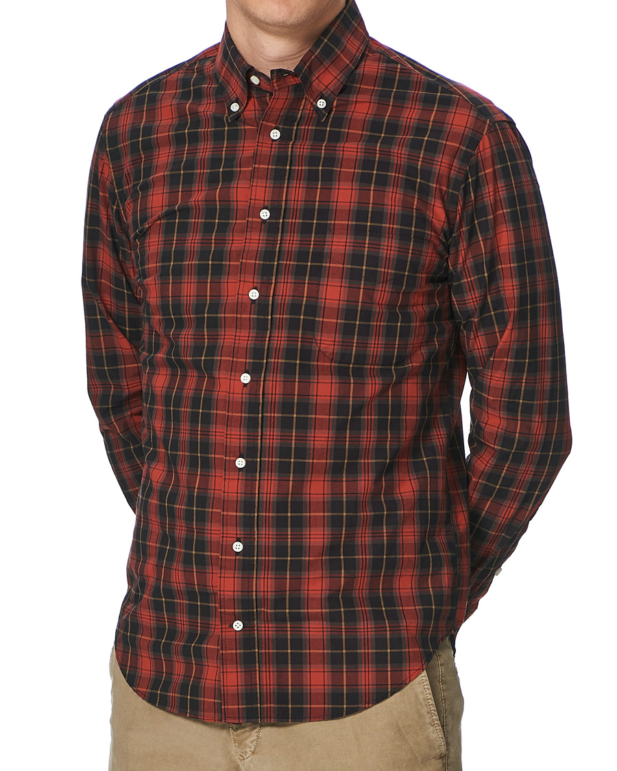 Herr | Skjortor | Gitman Vintage | Button Down Beefy Plaid Shirt Black/Red