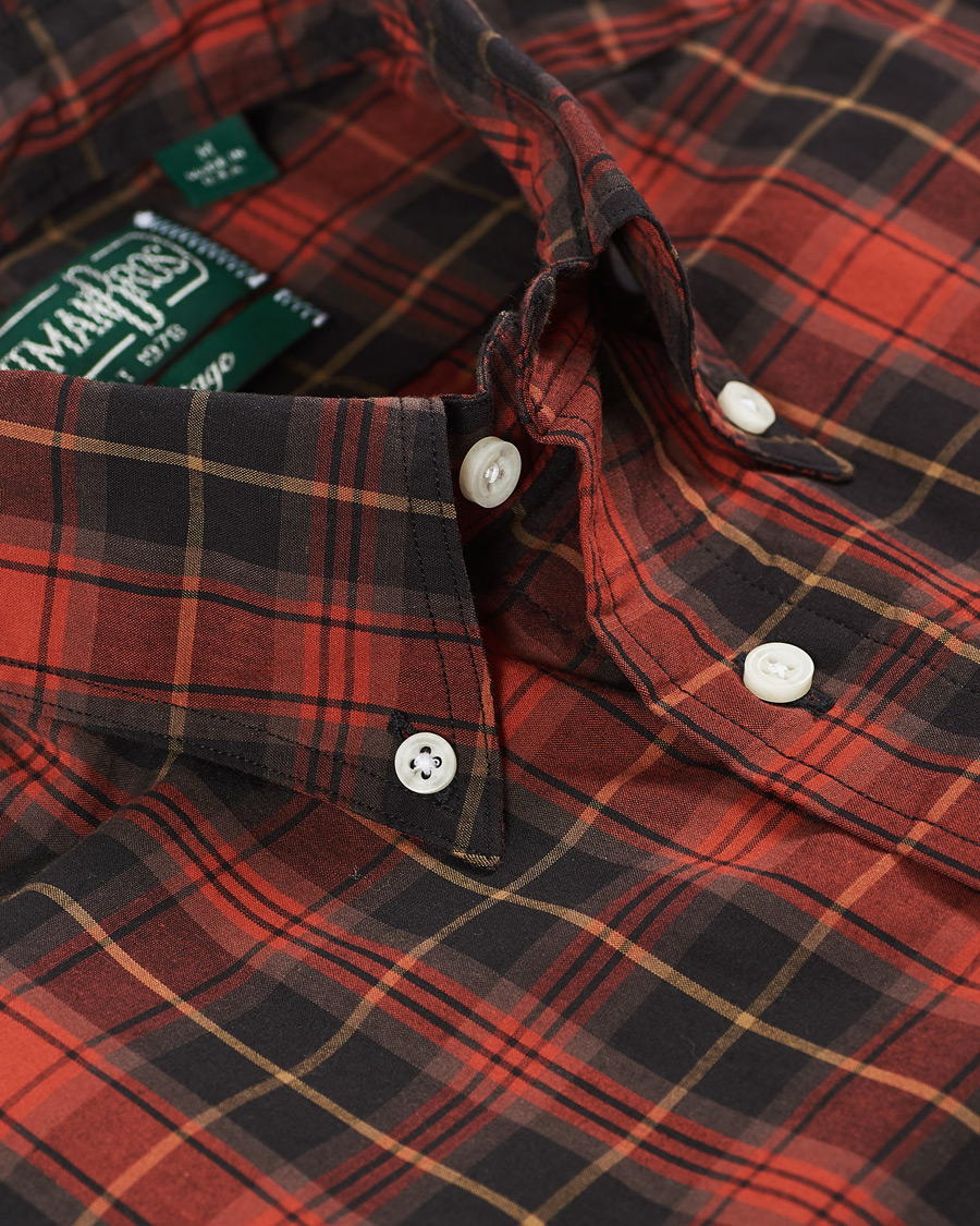 Herr | Skjortor | Gitman Vintage | Button Down Beefy Plaid Shirt Black/Red