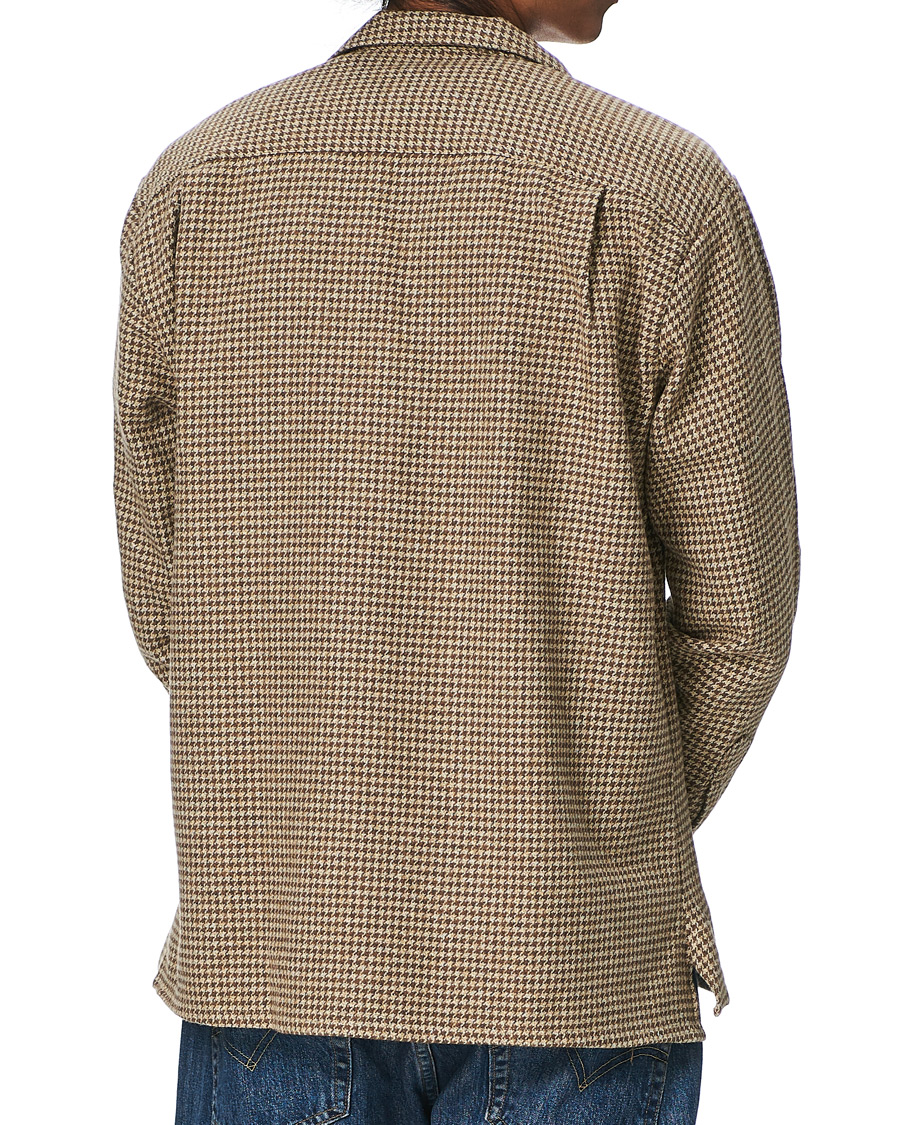 Herr | Skjortor | Gitman Vintage | Camp Collar Houndstooth Flannel Shirt Beige