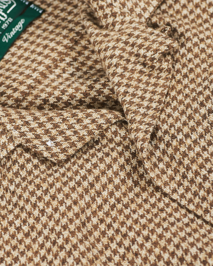 Herr | Skjortor | Gitman Vintage | Camp Collar Houndstooth Flannel Shirt Beige