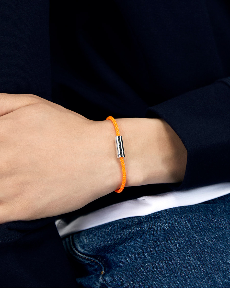 Herr | LE GRAMME Nato Cable Bracelet Orange/Sterling Silver 7g | LE GRAMME | Nato Cable Bracelet Orange/Sterling Silver 7g