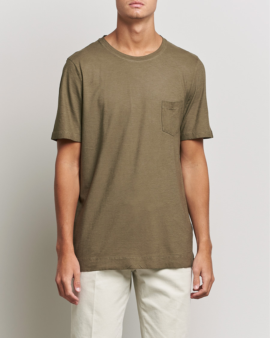 Herr | T-Shirts | Massimo Alba | Panarea Watercolor T-Shirt Military