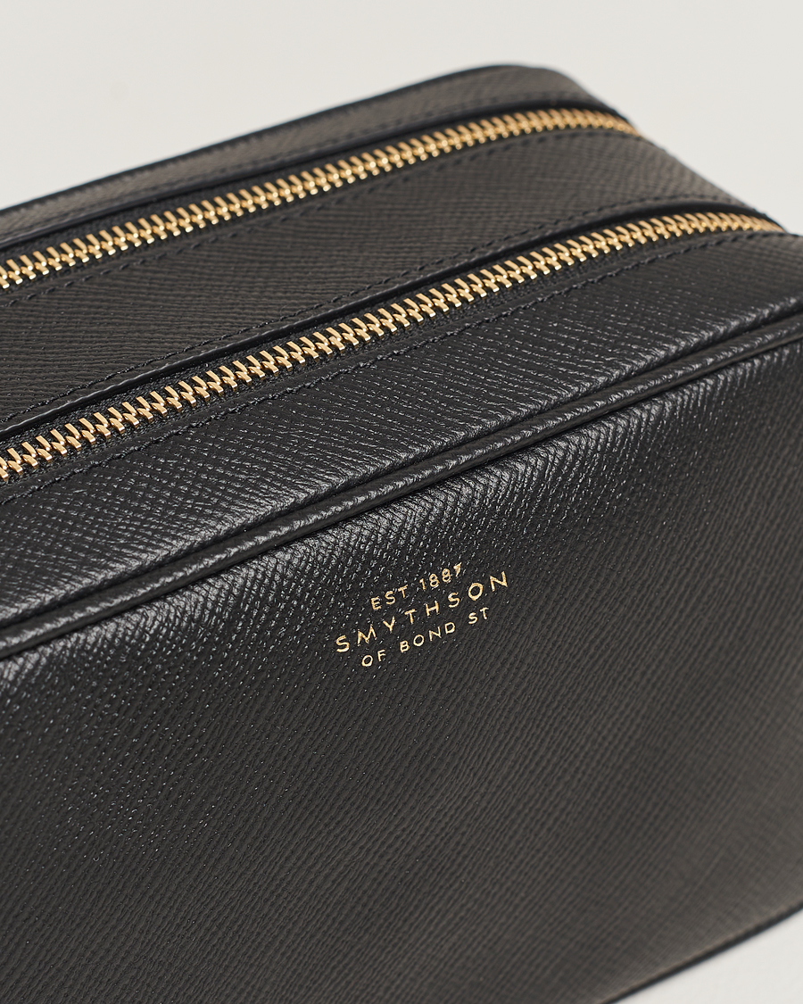 Herr | Väskor | Smythson | Panama Double Zip Washbag Black