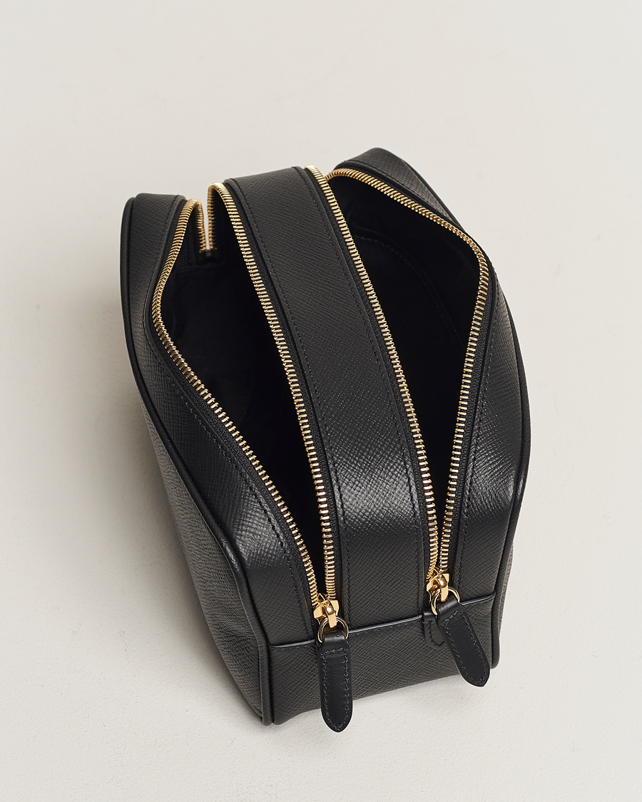 Herr | Väskor | Smythson | Panama Double Zip Washbag Black