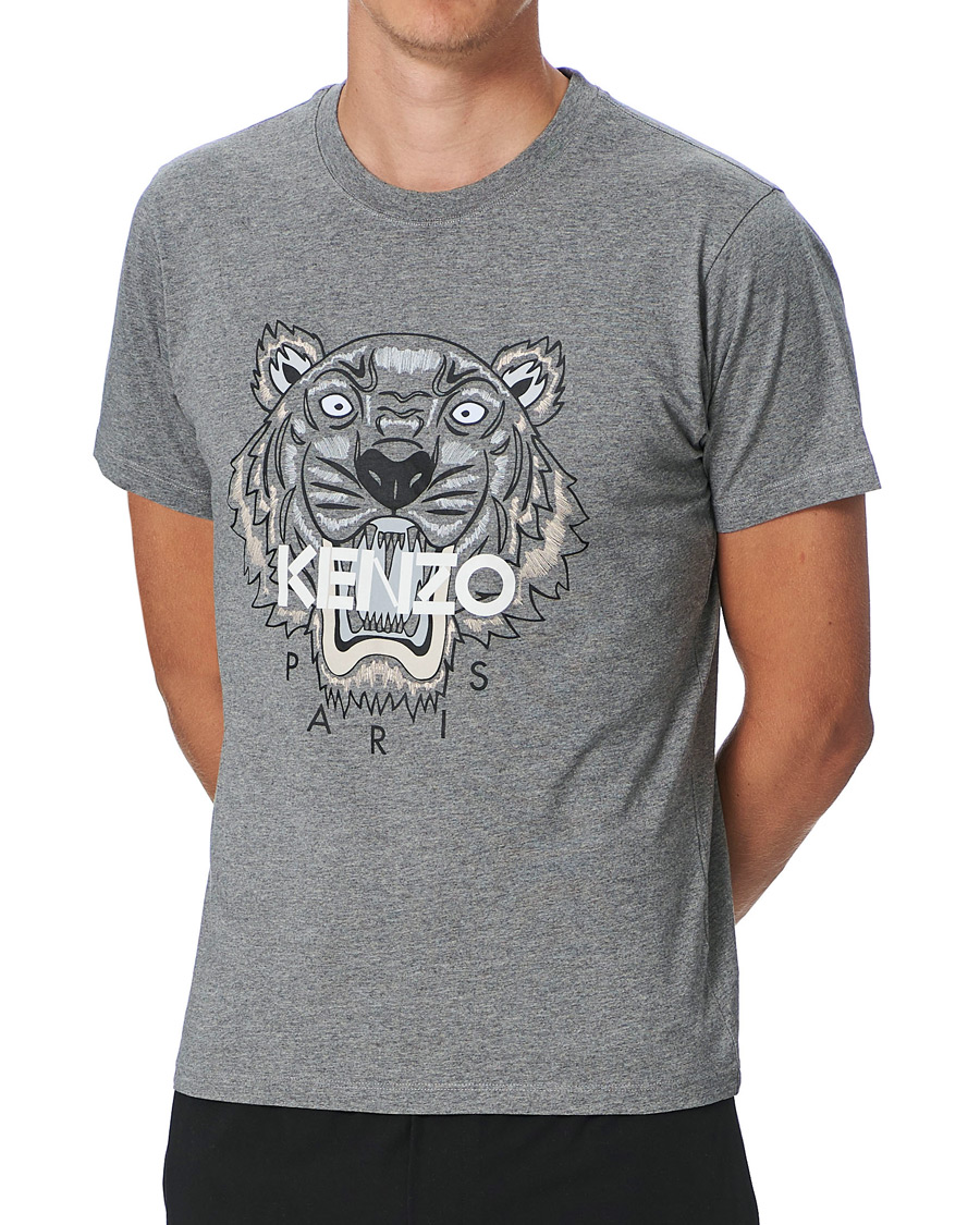 Herr | T-Shirts | KENZO | Icon Tiger Crew Neck Tee Light Grey