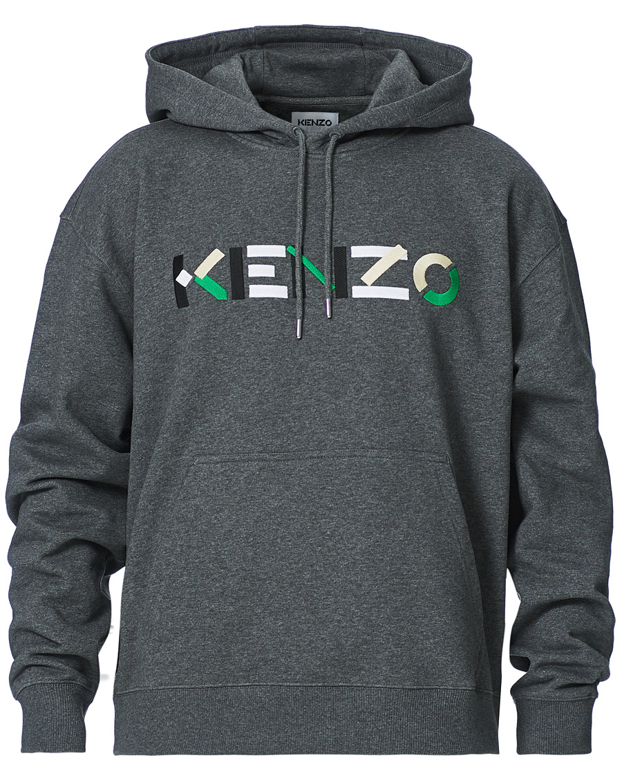Herr | Tröjor | KENZO | Logo Multicolor Oversize Hoodie Grey Heather