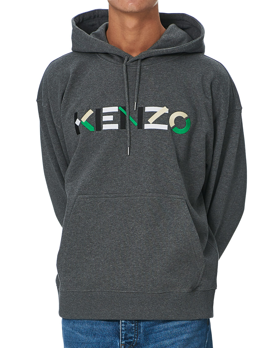 Herr | Tröjor | KENZO | Logo Multicolor Oversize Hoodie Grey Heather