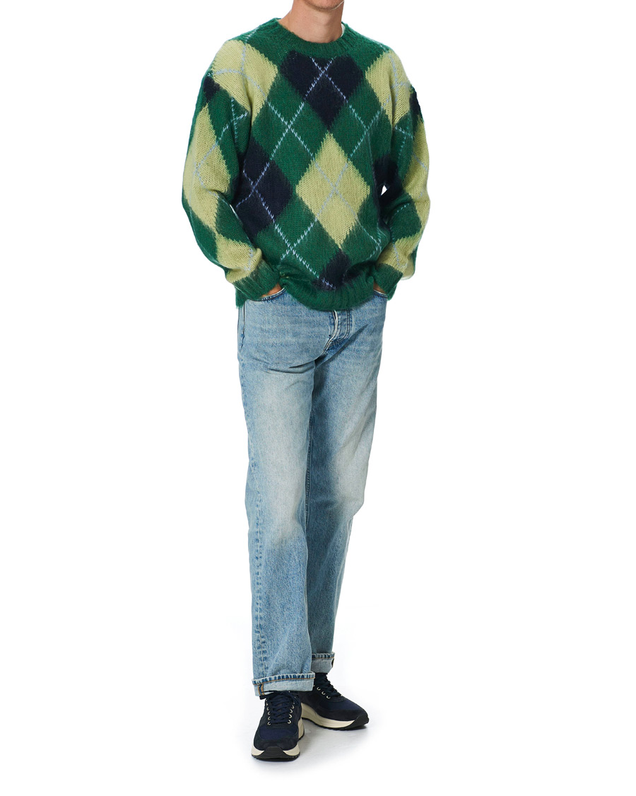 Herr | Tröjor | KENZO | Brushed Argyle Sweater Green