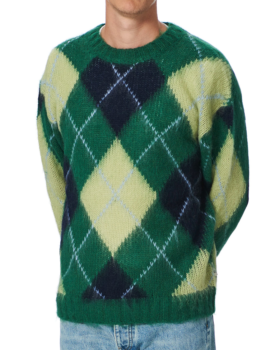Herr | Tröjor | KENZO | Brushed Argyle Sweater Green