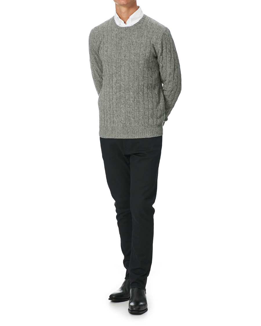 Herr | Tröjor | Polo Ralph Lauren | Cashmere Cable Crew Neck Sweater Fawn Grey Heather