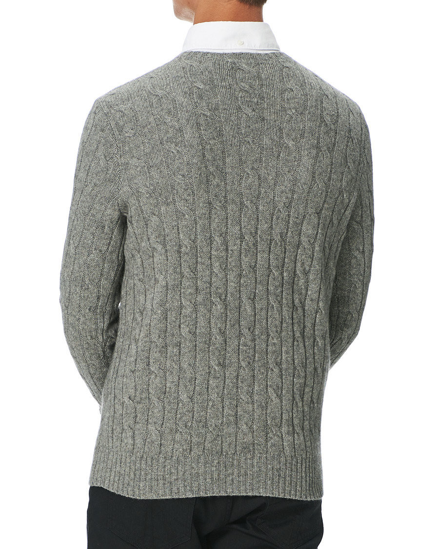 Herr | Tröjor | Polo Ralph Lauren | Cashmere Cable Crew Neck Sweater Fawn Grey Heather