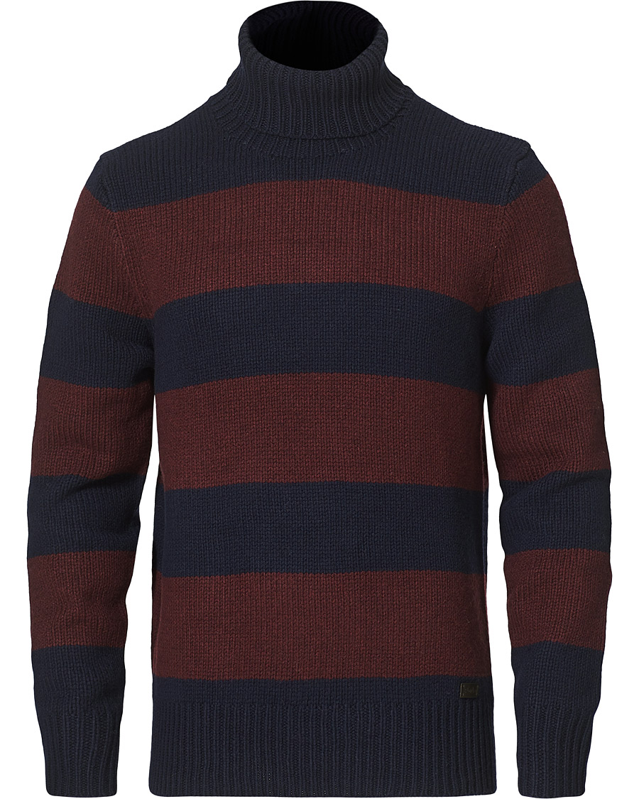 Herr | Tröjor | Polo Ralph Lauren | Barstriped Knitted Turtleneck Wine/Navy