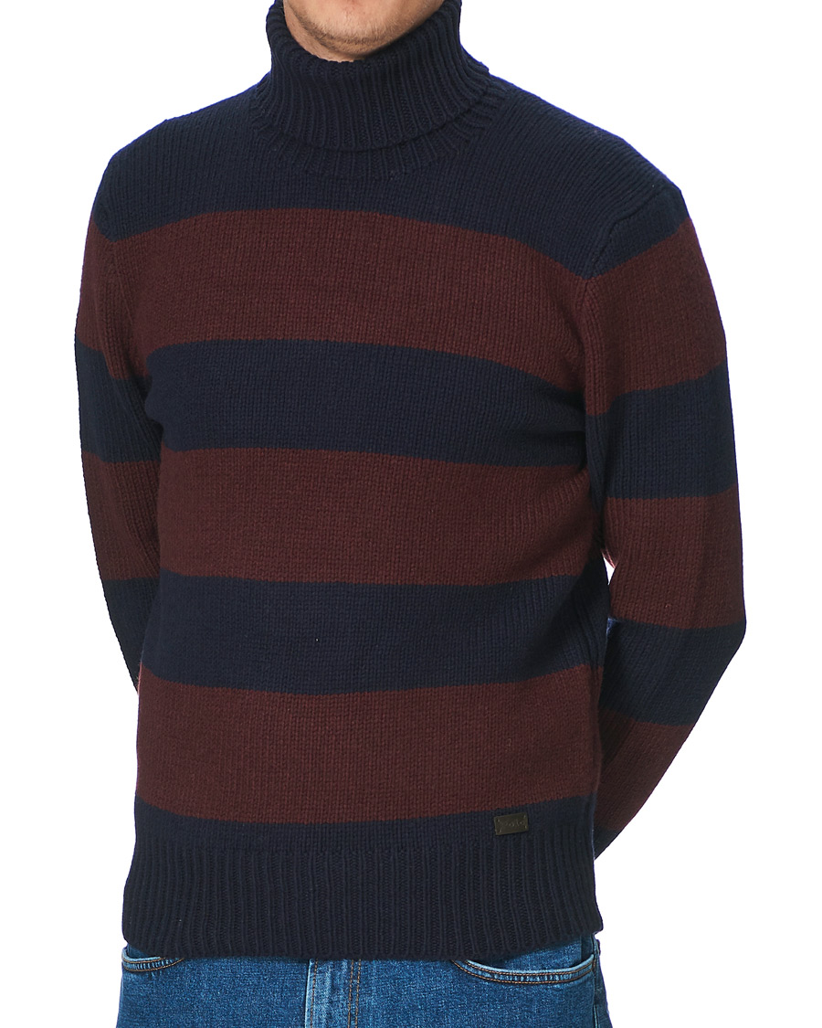 Herr | Tröjor | Polo Ralph Lauren | Barstriped Knitted Turtleneck Wine/Navy