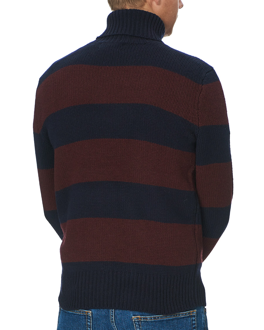 Herr | Tröjor | Polo Ralph Lauren | Barstriped Knitted Turtleneck Wine/Navy