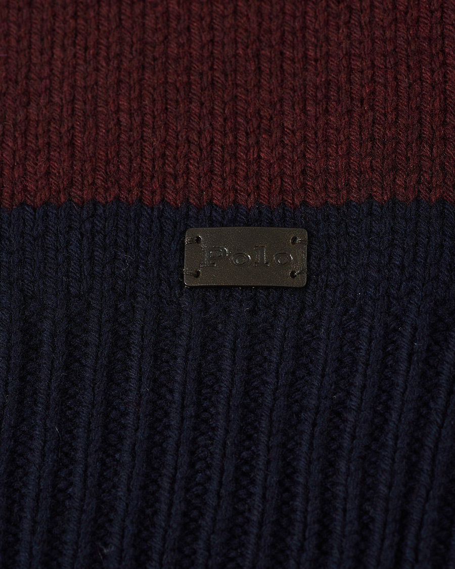 Herr | Tröjor | Polo Ralph Lauren | Barstriped Knitted Turtleneck Wine/Navy